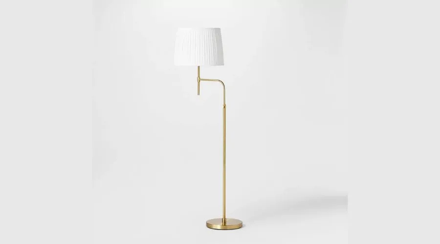 Adjustable Floor Lamp Brass Iron with Pleated Shade- Threshold designed with Studio McGee