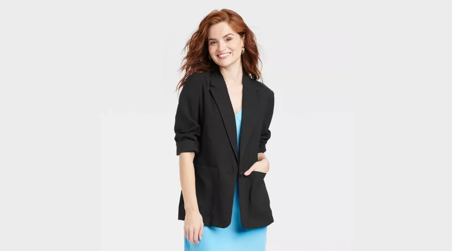 Women’s Relaxed Fit Essential Blazer- A New Day Black