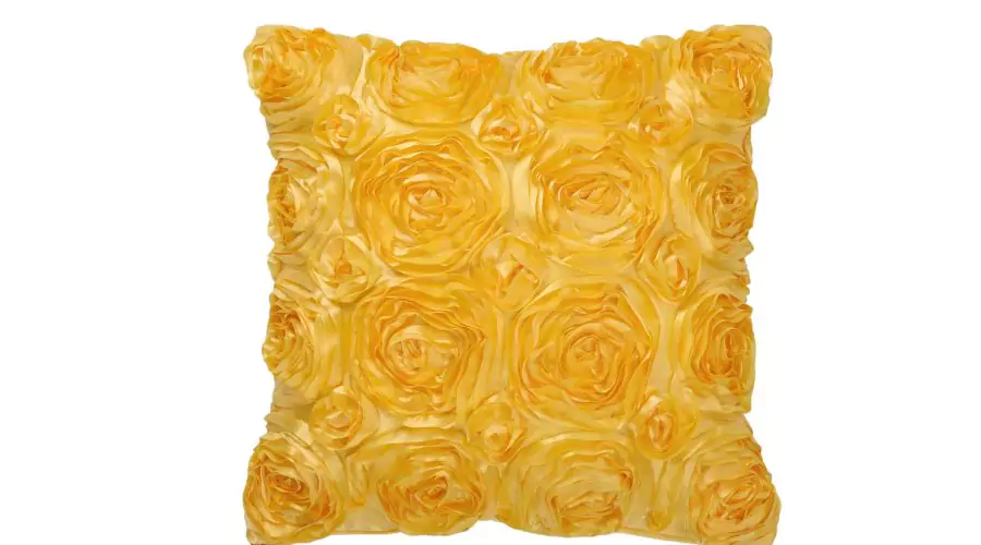 PiccoCasa 3D Satin Rose Floral Shells Cushion Cover 