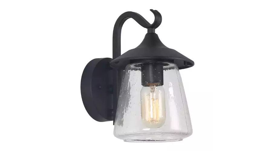 9.8" Metal/Glass Outdoor Lamp Black - LNC