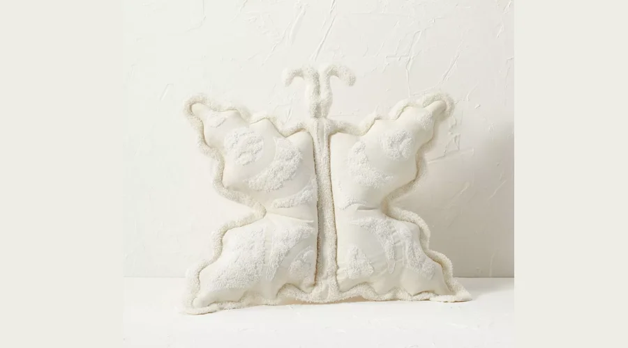 18x16 Butterfly Shaped Decorative Pillow Cream